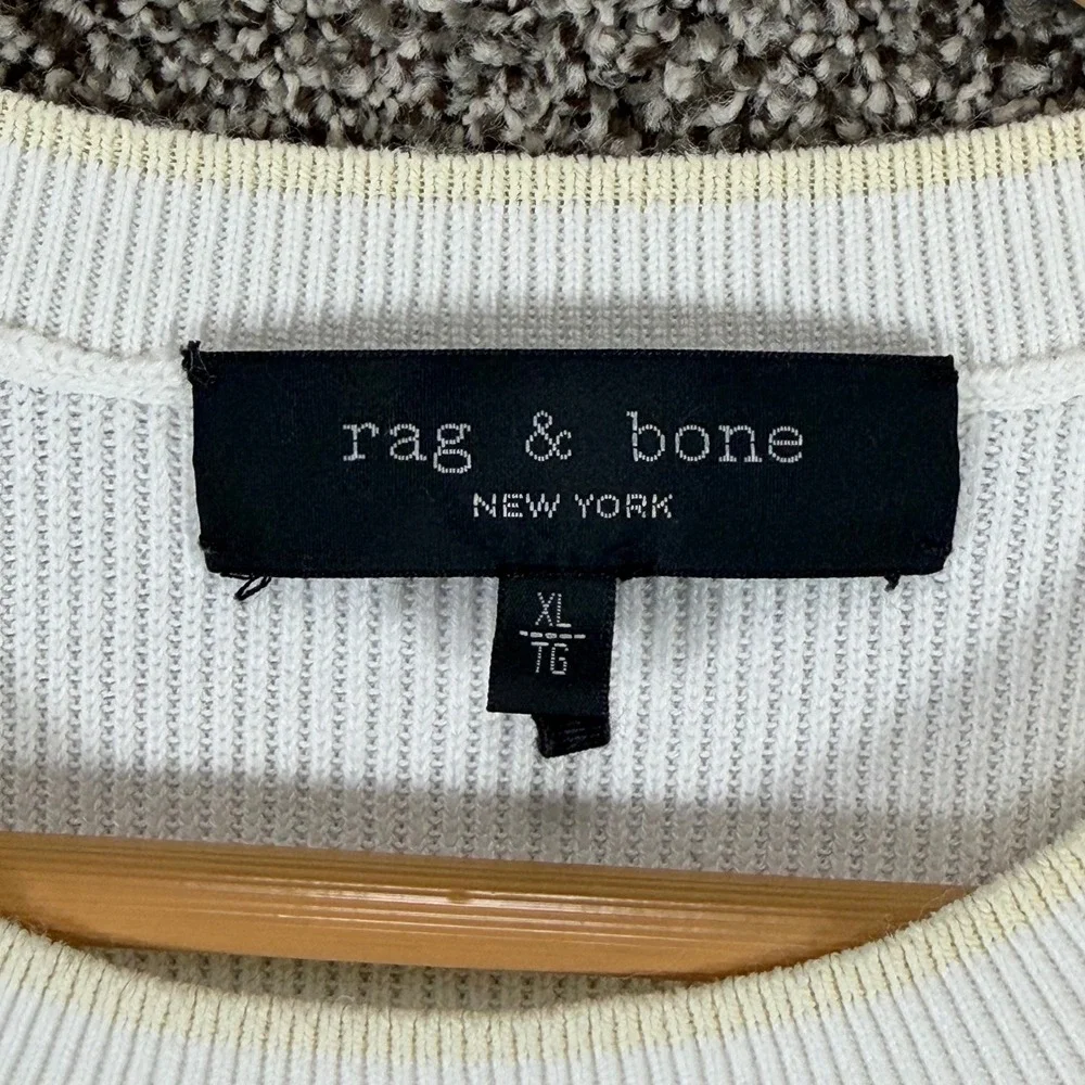 Rag & Bone Sweater Mens XL White Organic Cotton Blend Crewneck Ribbed Stretch